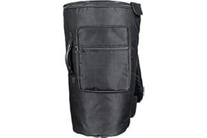 ARAW Djembe Backpack, Double Layer Drum Bag with Shoulder Strap, Accessories Pocket, Carrying Case (Black, X-Large (26H x 16W))