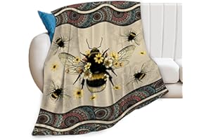 DOLLFFEY Bee Blanket Bees Sunflower Decor Throw Blanket Super Warm Soft Plush Lightweight Fleece Flannel Winter Bohemia Blanket Gifts for Girls Boys Baby Kids Women Couch Bedding 40"X50"