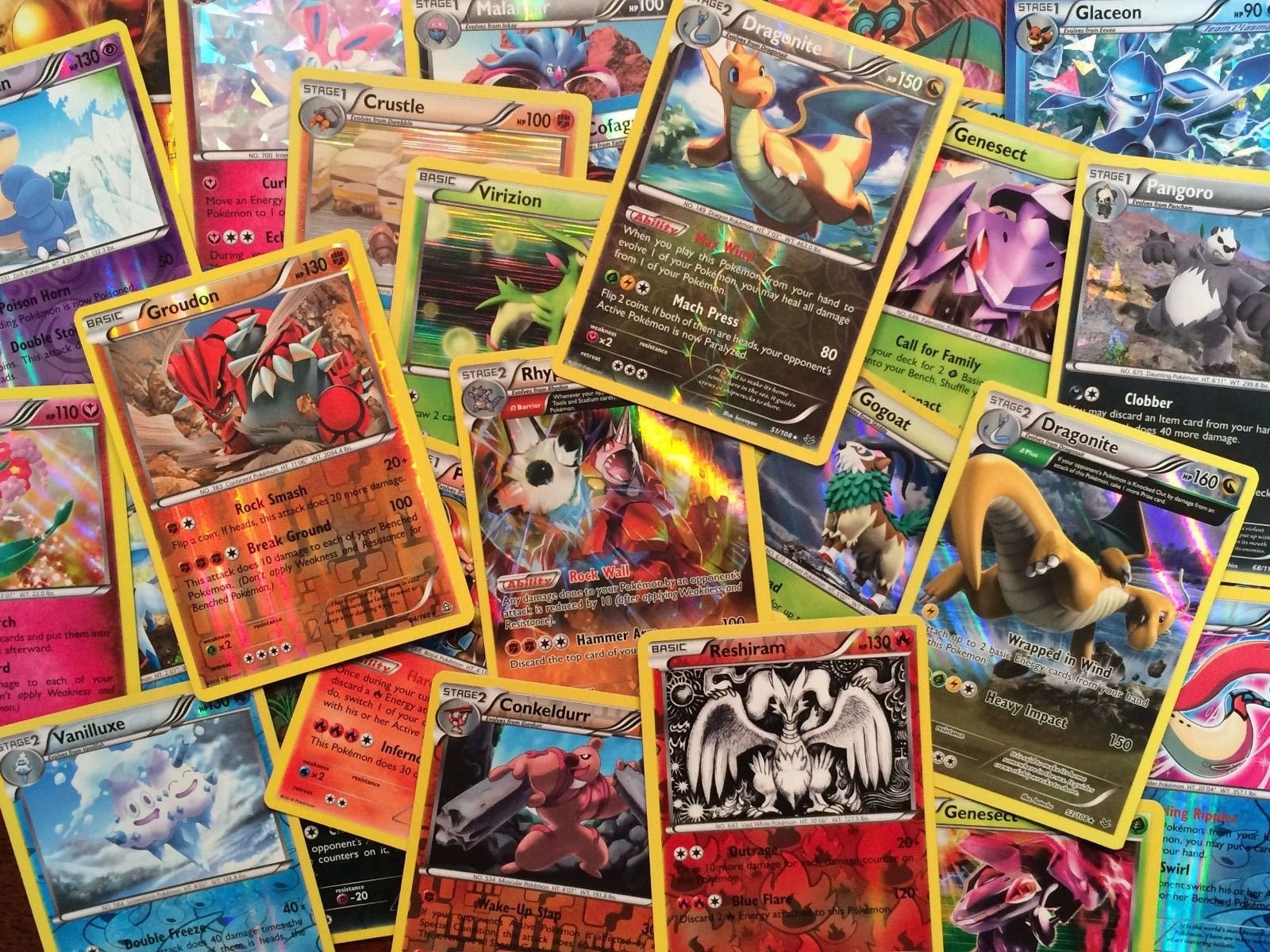 Pokemon 50 Card Lot w/ 3 Reverse or Holofoil Cards- Pokemon Cards No Duplicates