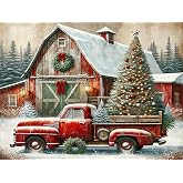igoodom Christmas Diamond Art Kits for Adults, Red Truck Diamond Art | Diamond Painting Kit - Sparkling Full Drill Design Perfect for Home Decor, Holiday Gifting, And Relaxing Crafting 16x12inch