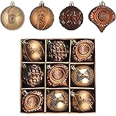Valery Madelyn Christmas Ball Ornaments, 9ct 2.76 Inches Bronze Copper Brown Gold Shatterproof Christmas Tree Decorations Set, Luxury Hanging Ornaments for Xmas Holiday Party Decor