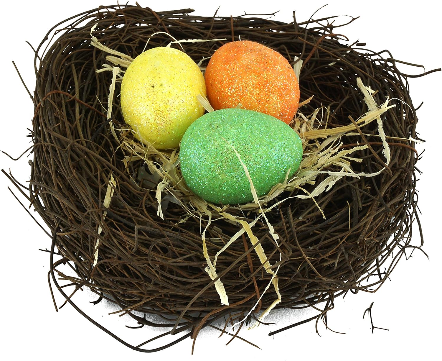36PCs Easter Glitter Eggs Decoration, Glitter Foam Eggs in Hamper Basket