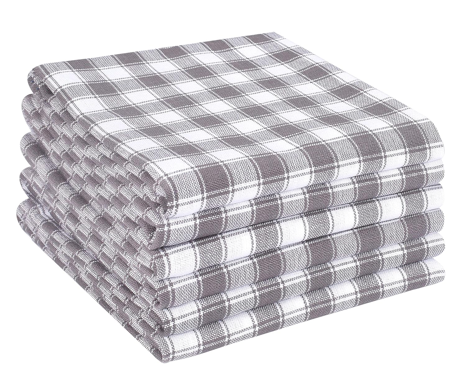 Grey and white kitchen towels