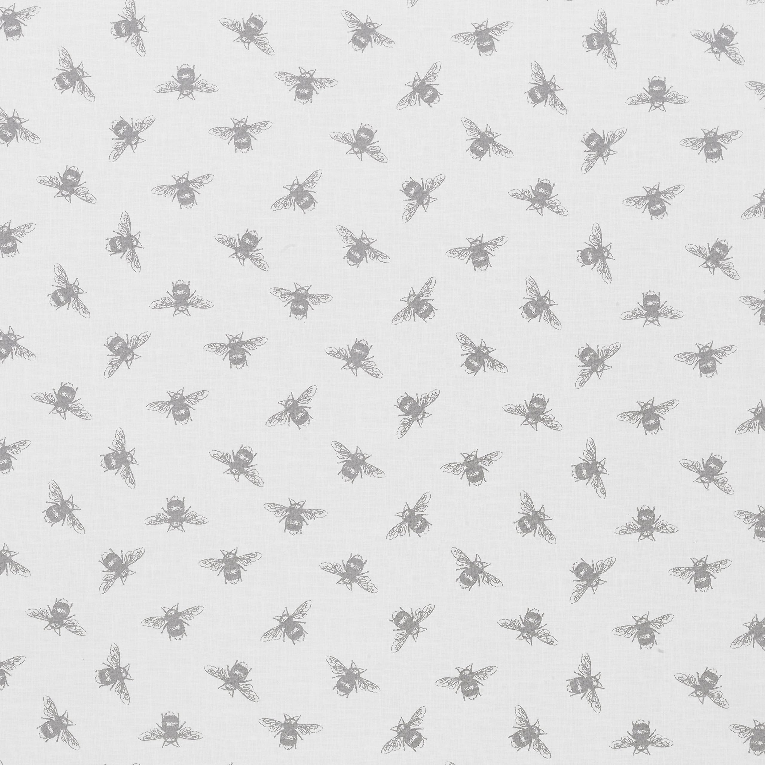 Wipe Clean Oilcloth Tablecloth Beige Natural Grey Bees Cotton Backed 134cm x 300cm (53" x 118") Long