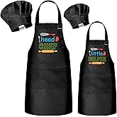 R HORSE Adult Kid Apron and Chef Hat Set - 4Pcs Parent Child Adjustable Kitchen Apron Hat Kid Role Play Chef Toy Cooking Gift