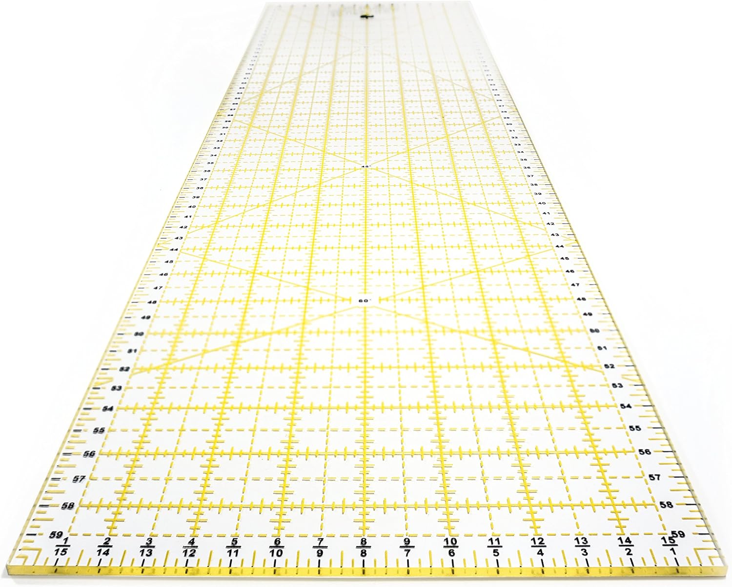 OfficeTree® Nählineal - Universallineal zum Nähen und Basteln mit exakten Abmessungen und Zuschnitten - Schneiderlineal 60 cm transparent - 60 cm x 16 cm großes Quilt