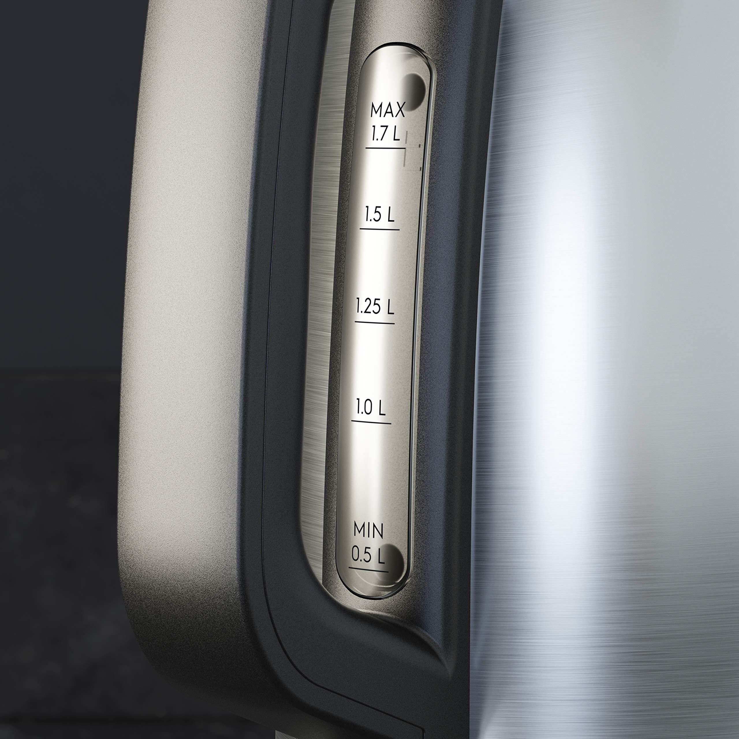 AEG Wasserkocher, 1,7 l Fassungsvermögen, Hochwertige Optik, 3-fache Sicherheitsabschaltung, Wasserstandsanzeige außen, 360° Drehbarer Sockel, Einhandbedienung, Tropfschutz, Edelstahl, K3-1-3ST 5