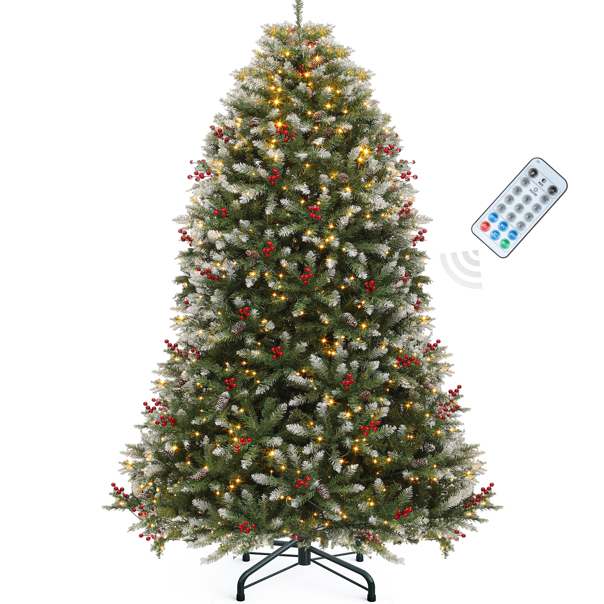 YITAHOME 6FT Prelit Frosted Green Artificial Christmas Tree with Remote ...