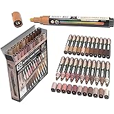 TOOLI-ART 22 Acrylic Paint Markers Paint Pens Pro Color Series Set 3mm Medium Tip for Rock Painting, Glass, Mugs, Wood, Metal, Glass Paint, Canvas, DIY. Non Toxic, Waterbased, Quick Drying (SKIN)