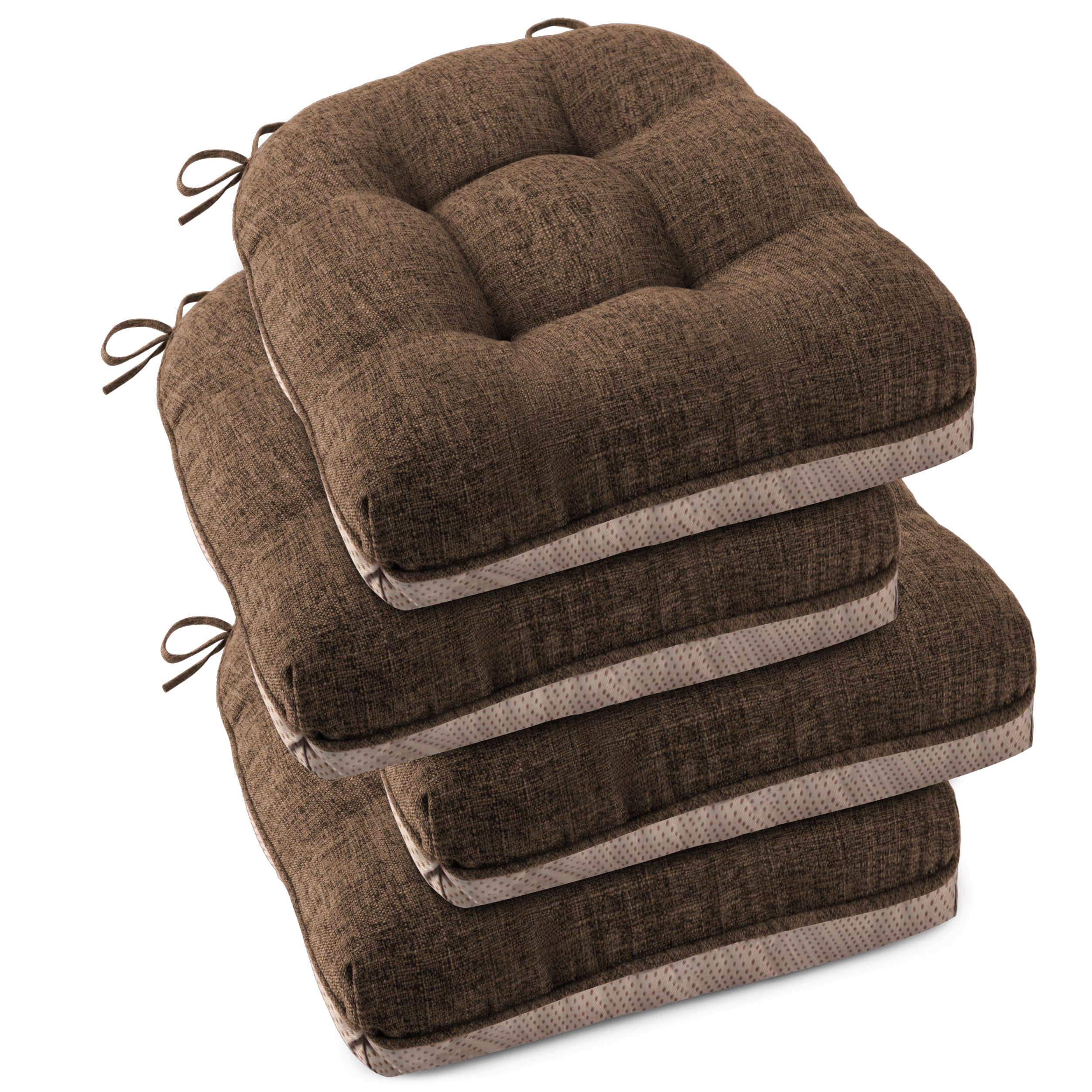 ovov indoor chair cushions for dining chairs set of 4 18x18 chair cushion with ties and non-slip bac