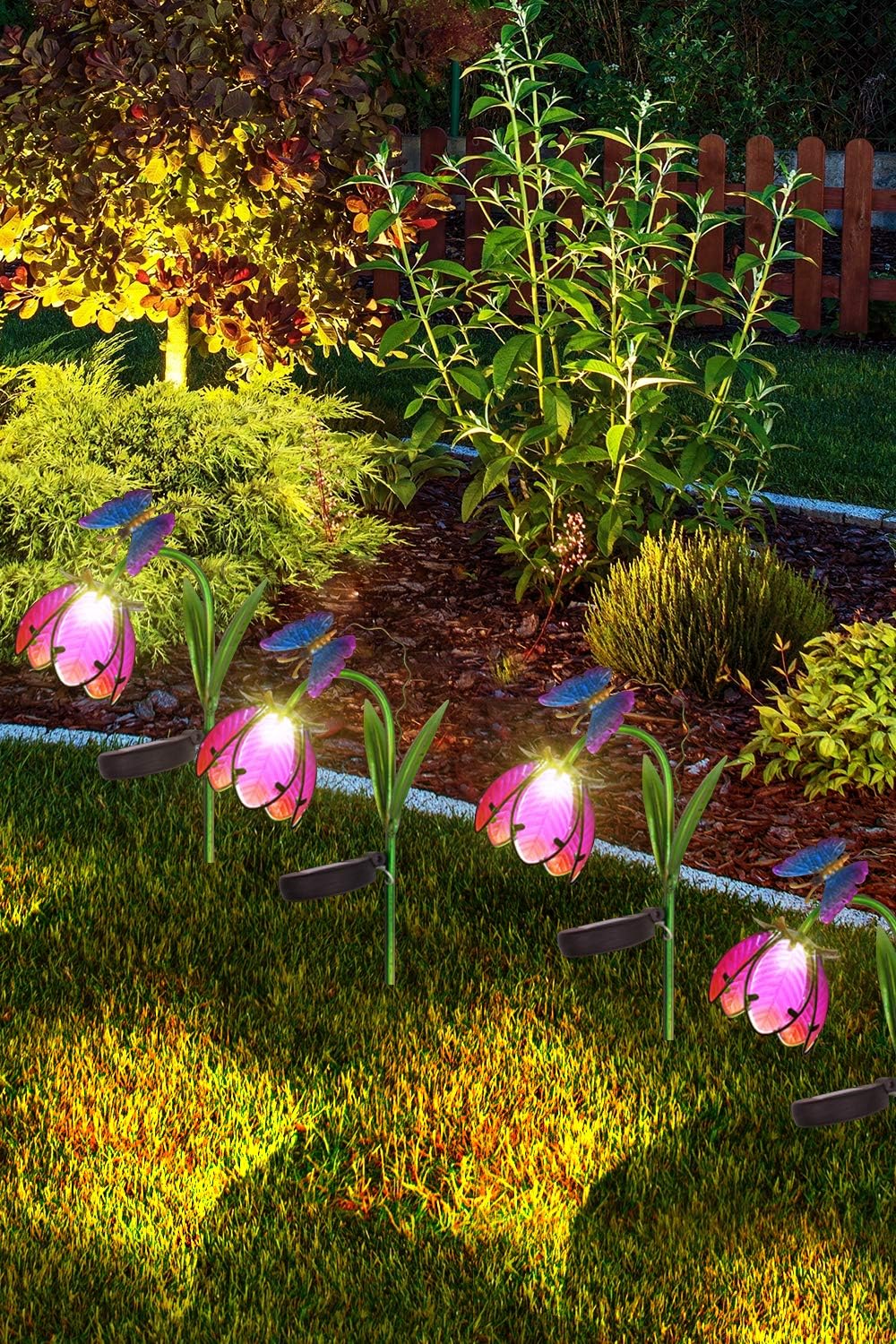 Petrala Garden Solar Flower Lights Outdoor Bright Lotus Butterfly Decorative Stake Led Landscape Lighting For Patio Pathway Driveway Christmas Gifts Amazon Com