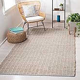 SAFAVIEH Cape Cod Collection Area Rug - 5' x 8', Natural, Handmade Flat Weave Stripe Jute, Ideal for High Traffic Areas in Li