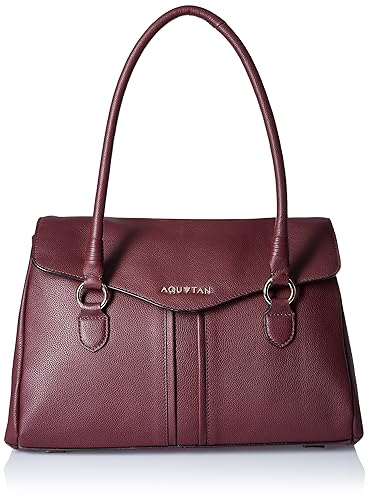 Aquatan Womens You & Me Music Large Leather Shoulder Bag Aubergine AT-L-16