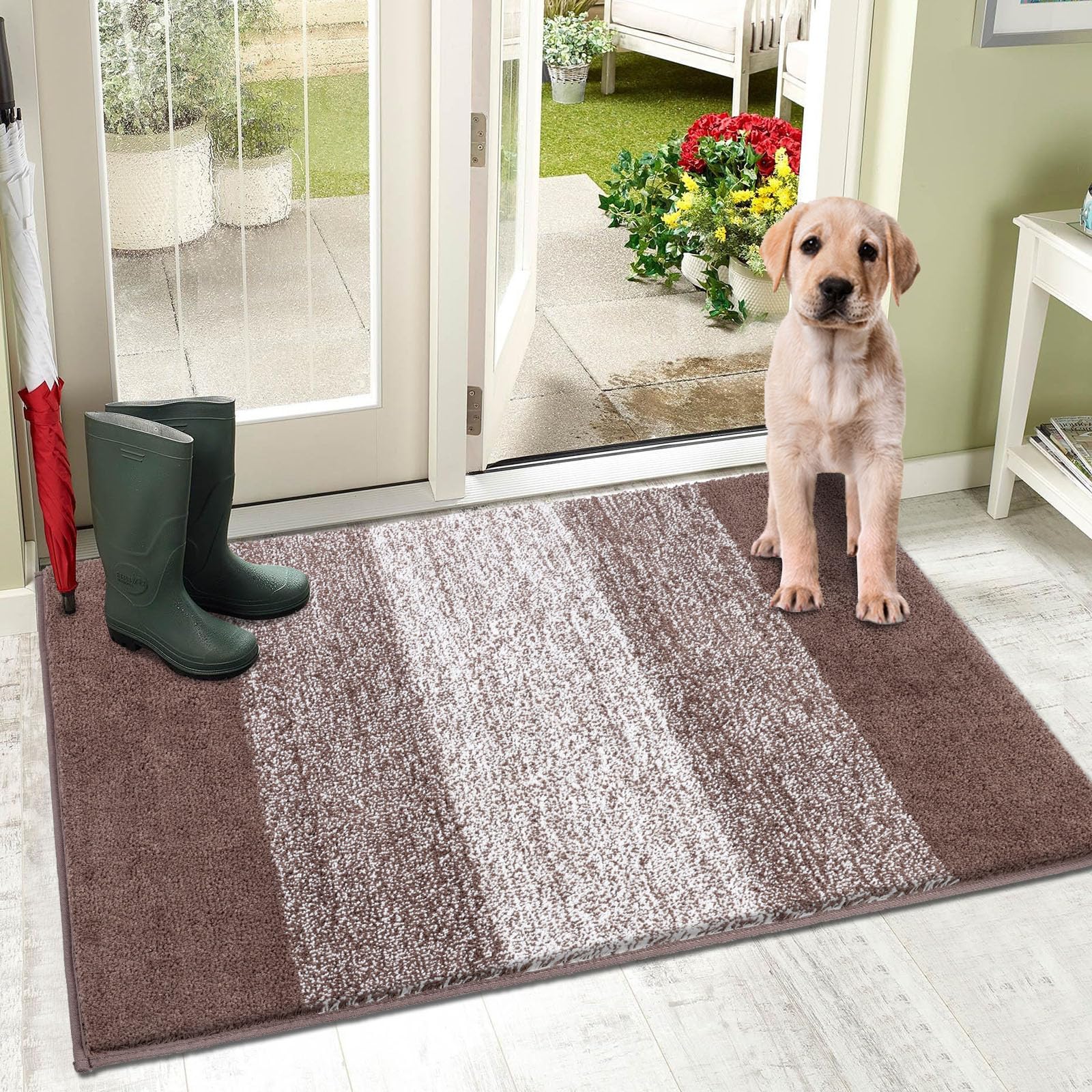 Vaukki Indoor Doormat Entryway Door Mat, Non Slip Absorbent Mud Trapper Mat Inside Floor Mat, Washable Door Carpet for Entryway (32''x40'', Coffee) Image Vaukki Indoor Doormat Entryway Door Mat, Non Slip Absorbent Mud Trapper Mat Inside Floor Mat, Washable Door Carpet for Entryway (32''x40'', Coffee) Image