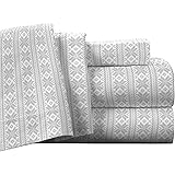 PointehavenFlannel Deep Pocket Set with Oversized Flat Sheet, Queen, Fair Isle
