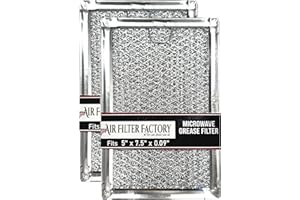 12-Layer Air Filter Factory 5" x 7.5" Pull Tab Microwave Grease Filter Replacements For Many GE, Frigidaire, Magic Chef & LG Microwave Oven Models Filter Set Of 2 (Pull Tab Short Side)
