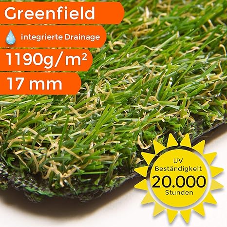 wasserdurchlässig mit UV-Garantie Top Kunstrasenteppich Springfield