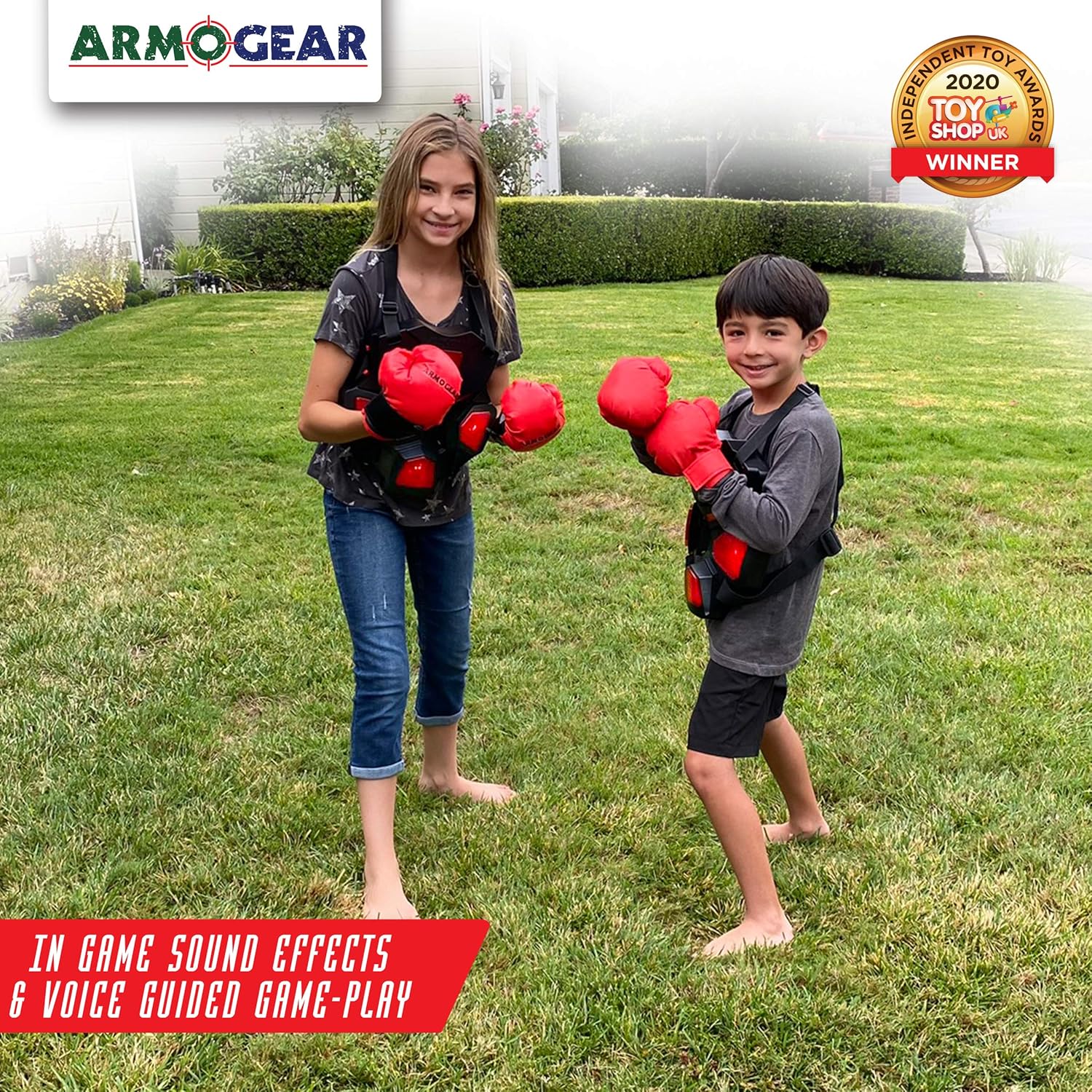 ArmoGear Electronic Boxing Toy for Kids | Interactive Boxing Game with 3 Play Modes, Includes 2 Pairs Boxing Gloves | Cool Toy for Teen Boys | Sports Toy for Kids Boys & Girls, Ages 8 Years +: Toys & Games