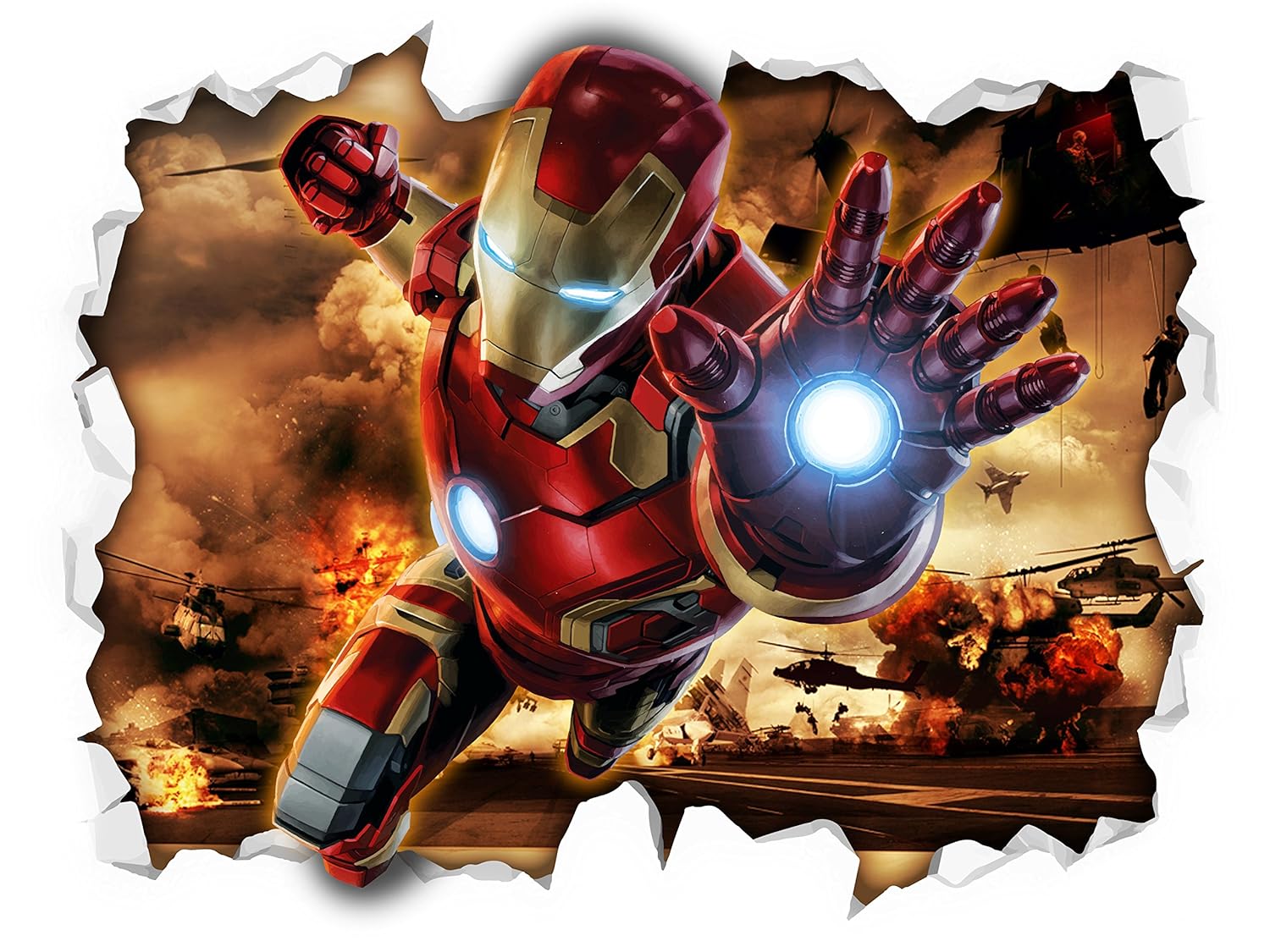 Iron Man Marvel 3d Look Wall Vinyl Sticker Avengers