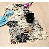 Lightnpro Floral Handmade Decorative Thanksgiving Christmas Beaded Table Runner - Perfect for Xmas Easter Fall Harvest Autumn Table D&eacute;cor - Handmade by Skilled Artisans- 13x36 - Brown Combo