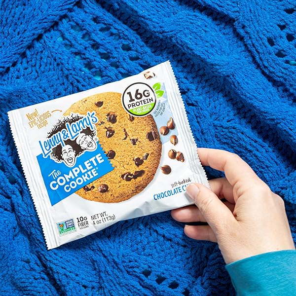 LENNY & LARRY’S THE COMPLETE COOKIE, CHOCOLATE CHIP, SOFT BAKED, 16G PLANT PROTEIN, VEGAN, NON-GMO, 4 OUNCE COOKIE (PACK OF 12)