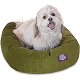 Majestic Pet24 Inch Micro Velvet Calming Dog Bed Washable 24x19x7 (Inch) – Cozy Soft Round Donut Dog Bed with Spine for Head Support - Pet Bed Small – Fern