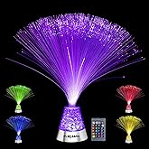 Playlearn 14” Fiber Optic Lamp - Color Changing Crystal Base - USB/Battery - Remote Control Sensory Light