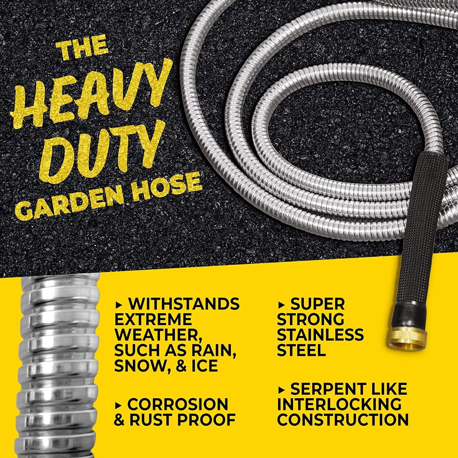 Bionic Steel PRO Garden Hose - 304 Stainless Steel Metal 100 Foot Garden Hose – Heavy Duty Lightweight, Kink-Free, and Stronger Than Ever with Brass Fittings and On/Off Valve – 2019 Model : Garden & Outdoor