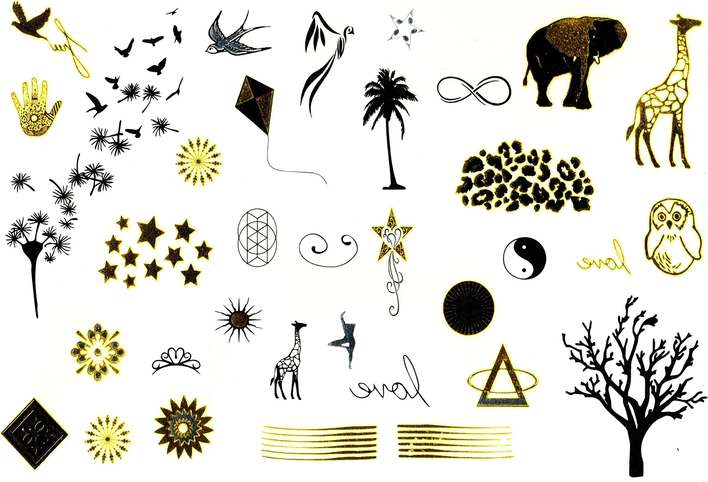 Metallic Gold Glitter Arabic Tattoos Traditional Temporary Tattoos (Arabic)