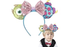 Leziazany Christmas Monster Mouse Ears Headband Sequin Bows Mouse Ears Headband For Halloween Cosplay Accessories