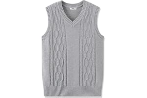 JSTEX Boys Sweater Vest 100% Cotton Kids Uniform Vest Girls V-Neck Sleeveless Knit Pullover for Size 4-14