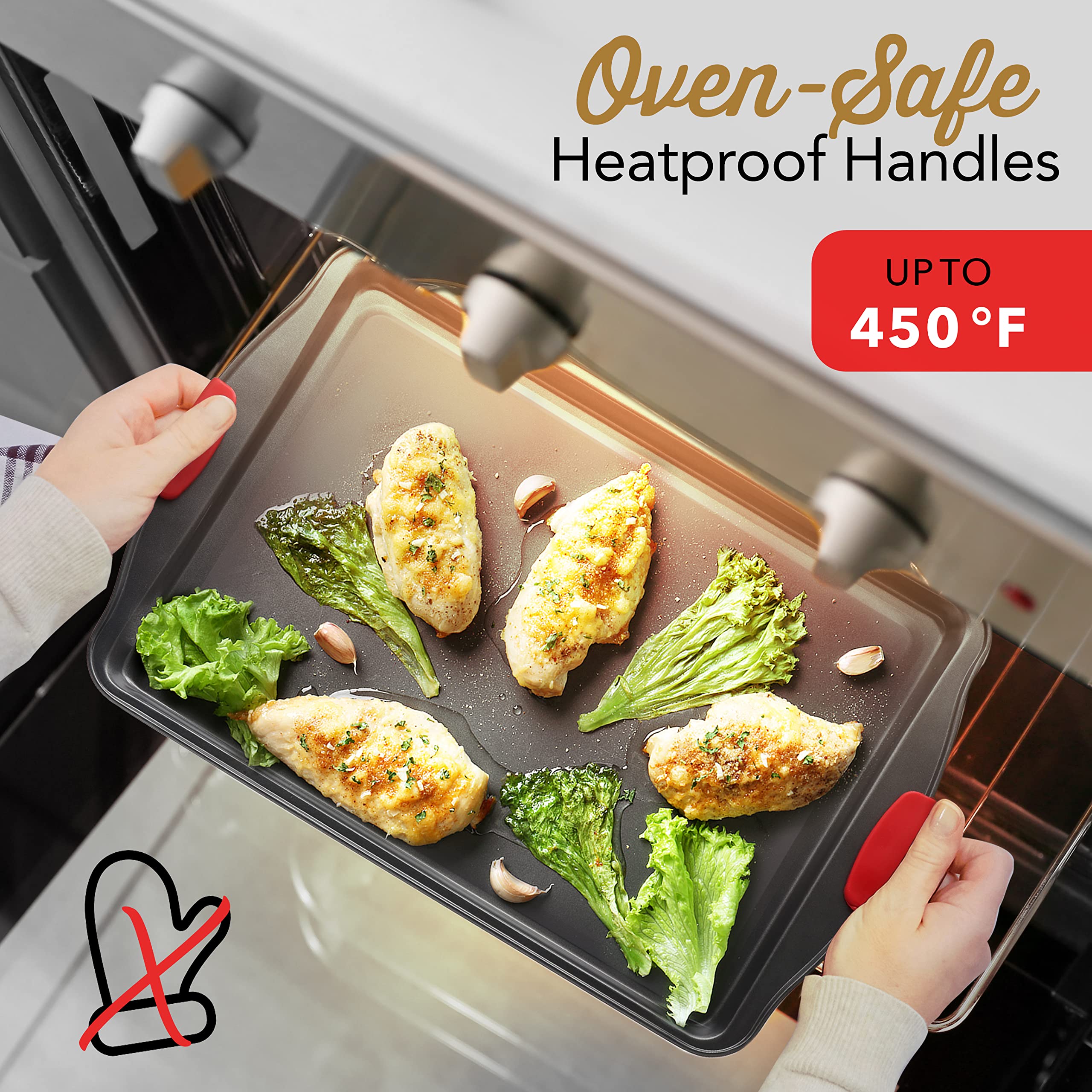 Baking Pan Set, 15 Piece Premium Baking Set, Nonstick Bakeware Sets BPA Free, Cookie Sheets for Baking Nonstick Set, Steel Baking Sheets for Oven with Muffin Pan, Cake Pan & Black Kitchen Utensils