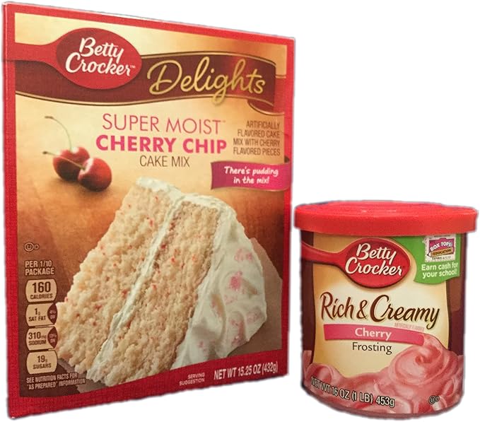 Betty Crocker Cherry Chip Cake Mix and Cherry Frosting Bundle (2 Items
