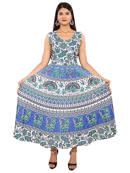 Women's A-Line Maxi Dress (JSL154_Blue_Free Size)