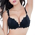 Varsbaby Women's Push up Padded Lace Seduction Underwire Molded Demi Bra(V011CH, Black, 34C)