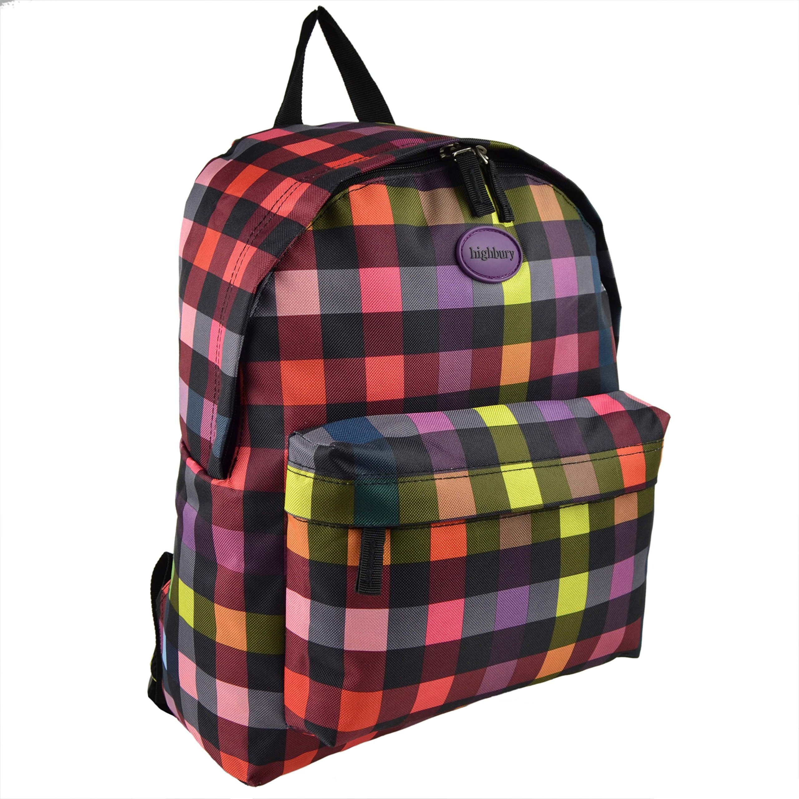 Highbury LADIES MENS *Cabin Approved* BACKPACK RUCKSACK Bag School Travel (Multi Box)