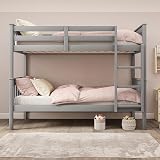 Blisswood Grey Wooden Bunk Bed, Solid Pine Frame, Twin Sleeper Kids Bed view 3