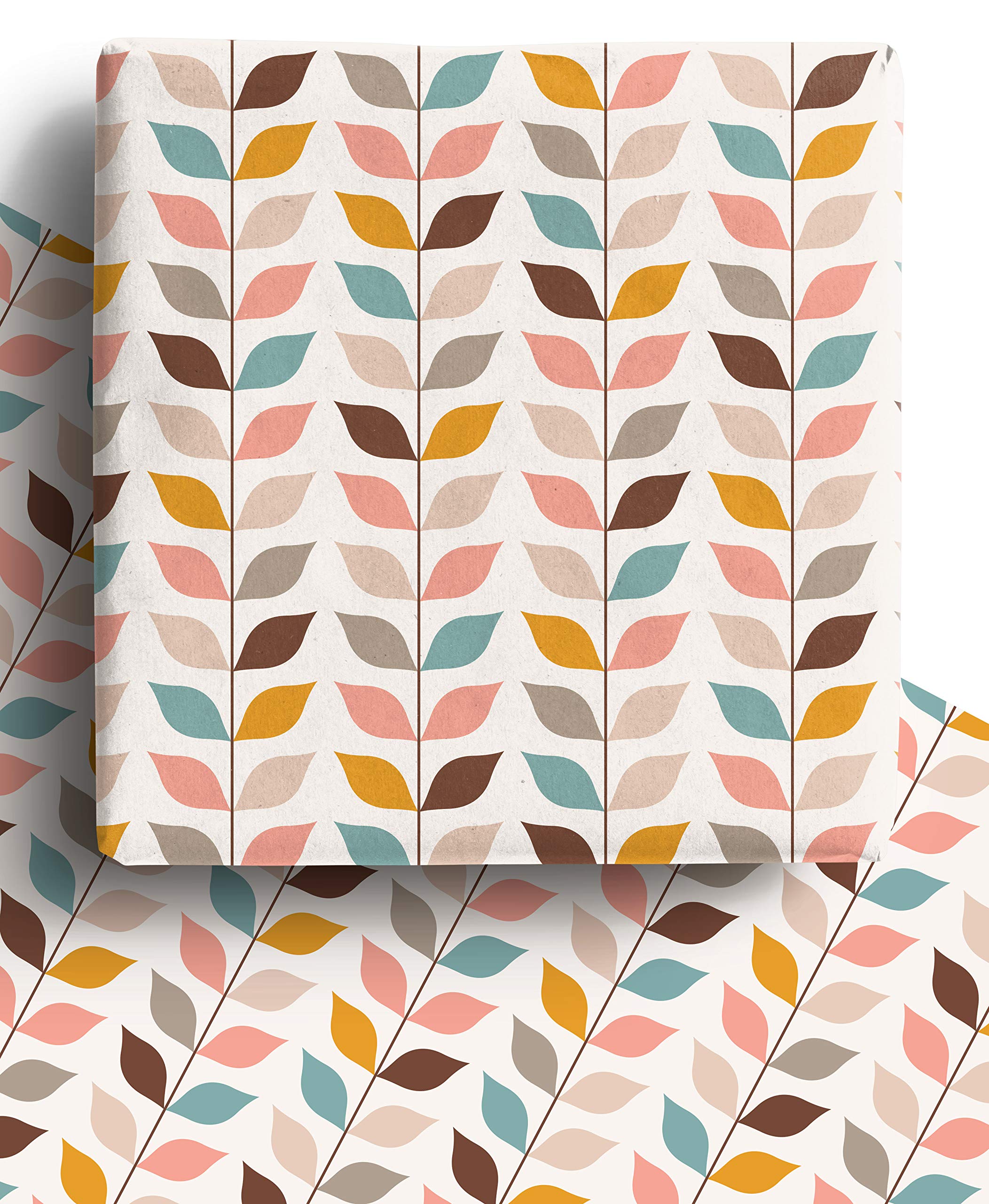 4 x Retro Flower Mothers Day Wrapping Paper Sheets - 100% Recycled Premium Recyclable Floral Gift Wrap Perfect for Mother's Day, Easter, Birthday, Anniversary and more