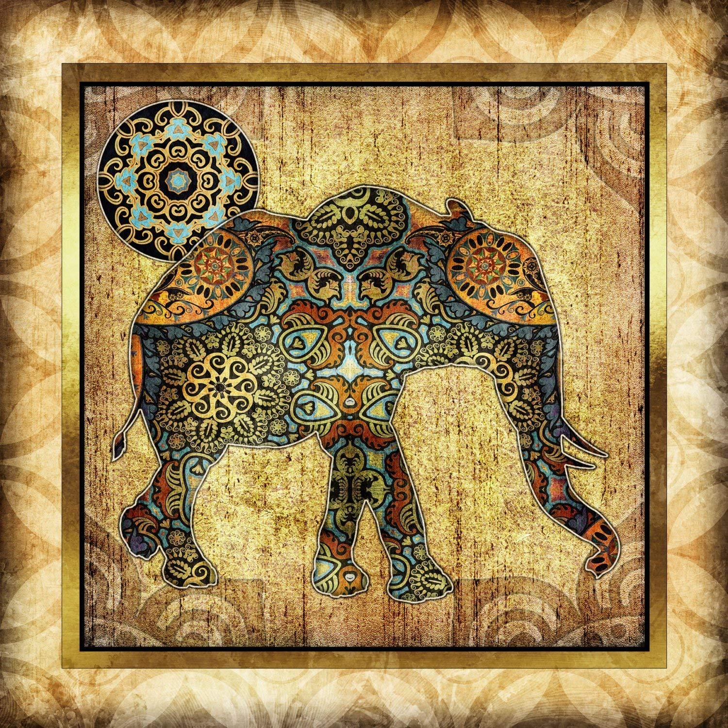 Amazon.com: Bohemian Elephant #9 Square Decorative Art Print by Artist