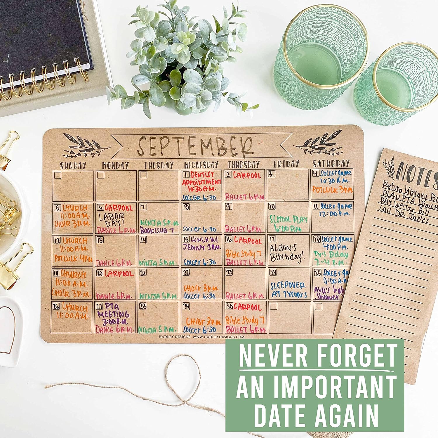 Magnetic Fridge Calendar Dry Erase Magnetic Calendar for Refrigerator - Rustic Magnetic Dry Erase Calendar for Fridge, White Board Calendar for Wall, Dry Erase Board Calendar, Magnetic Notepad : Office Products