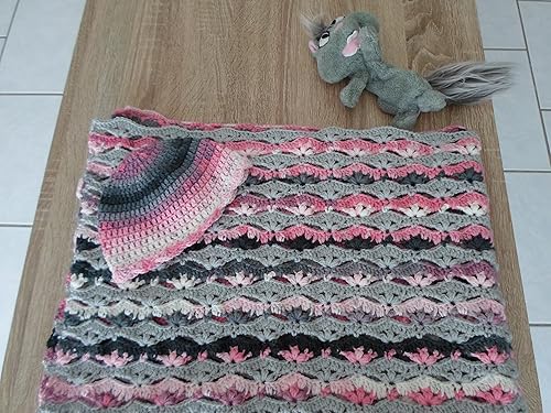 Couverture Bebe Au Crochet Et Bonnet Amazon Fr Handmade