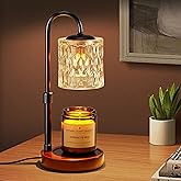 Briever Dimmable Candle Warmer Lamp with Timer, Height Adjustable Electric Candle Wax Warmer, Christmas Birthday Gifts for Women Mom, House Warming Gifts New Home Room Decor, Walnut Solid Wood Base