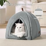 Bedsure Cat Cave Bed Indoor Flannel Hooded Igloo 40x40x40cm Grey view 3