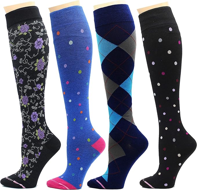 4 Pairs Dr. Motion Therapeutic Graduated Compression Women's Kneehi
