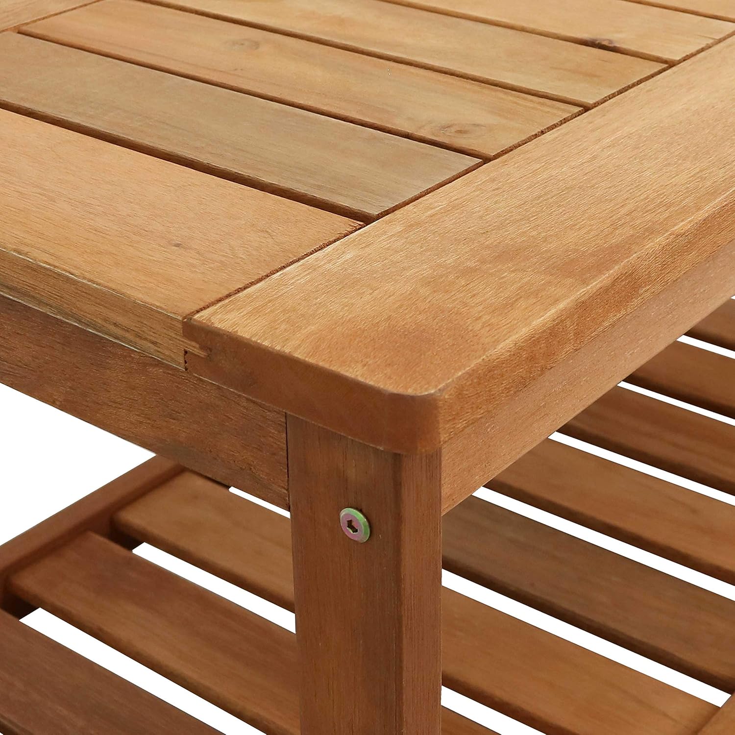 Sunnydaze Meranti Wood Outdoor Coffee Table with Teak Oil Finish - Outside Wooden Furniture Patio, Deck, Porch, Balcony, Garden and Backyard Furniture - 35-Inch : Garden & Outdoor