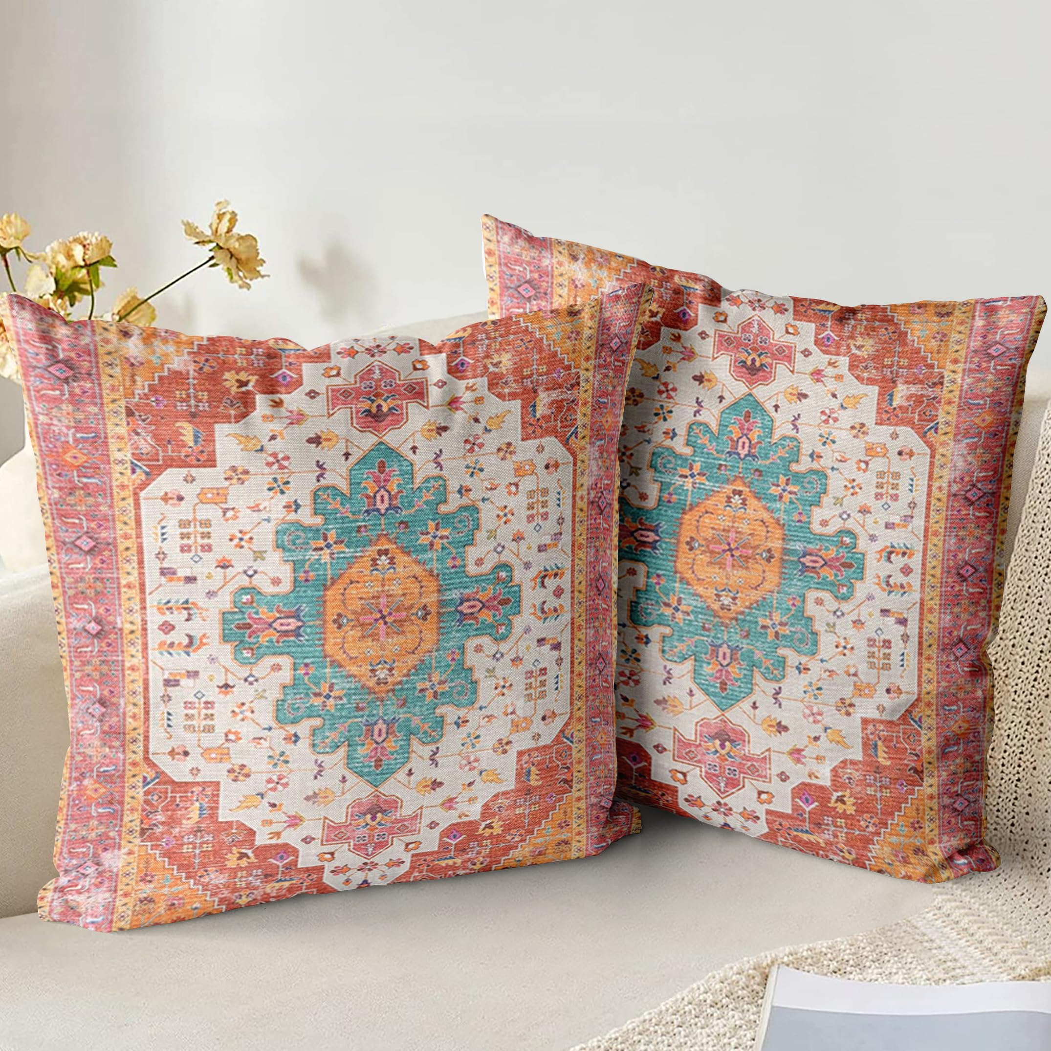 XPHZZL Cushion Covers 40cm x 40cm Set of 2 Soft Decorative Square Throw Pillow Case Boho Pillowcases for Sofa Couch Bedroom Outdoor Home Office Car Decor with Invisible Zipper 16x16 Inch