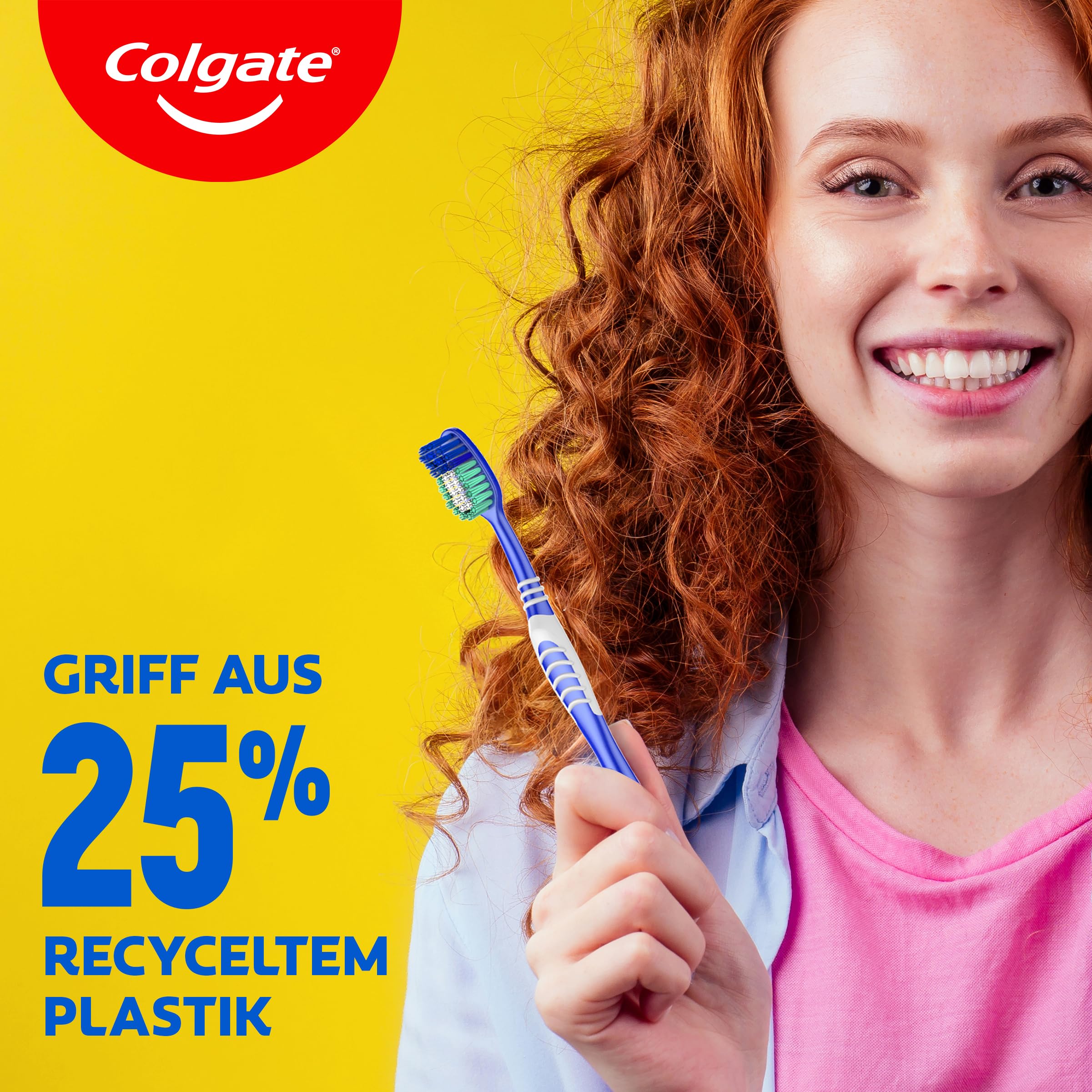 Colgate Zahnbürste Extra Clean, 3 Stück – Handzahnbürste mit mittelharten Borsten erreicht die Zahnzwischenräume sowie hinteren Zähne – Zahnreinigung mit integriertem Zungenreiniger 5