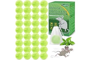 BUGGYBEDS Rodent Mouse Repellent, 36 PCS Natural Rat Mice Repellant Indoor, Peppermint Oil to Repel Mice Rats Away Squirrel Pest Repellent Balls Rodent Deterrent for House Outdoor, Family & Pet Safe