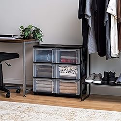 IRIS USA Plastic 3-Drawer Storage Organizer Rolling