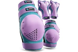 SKATEWIZ Knee and Elbow Pads Adult - Skating Protective Gear Adult, - Smash - Size L/XL Blue Purple - Skateboard Pads, Roller